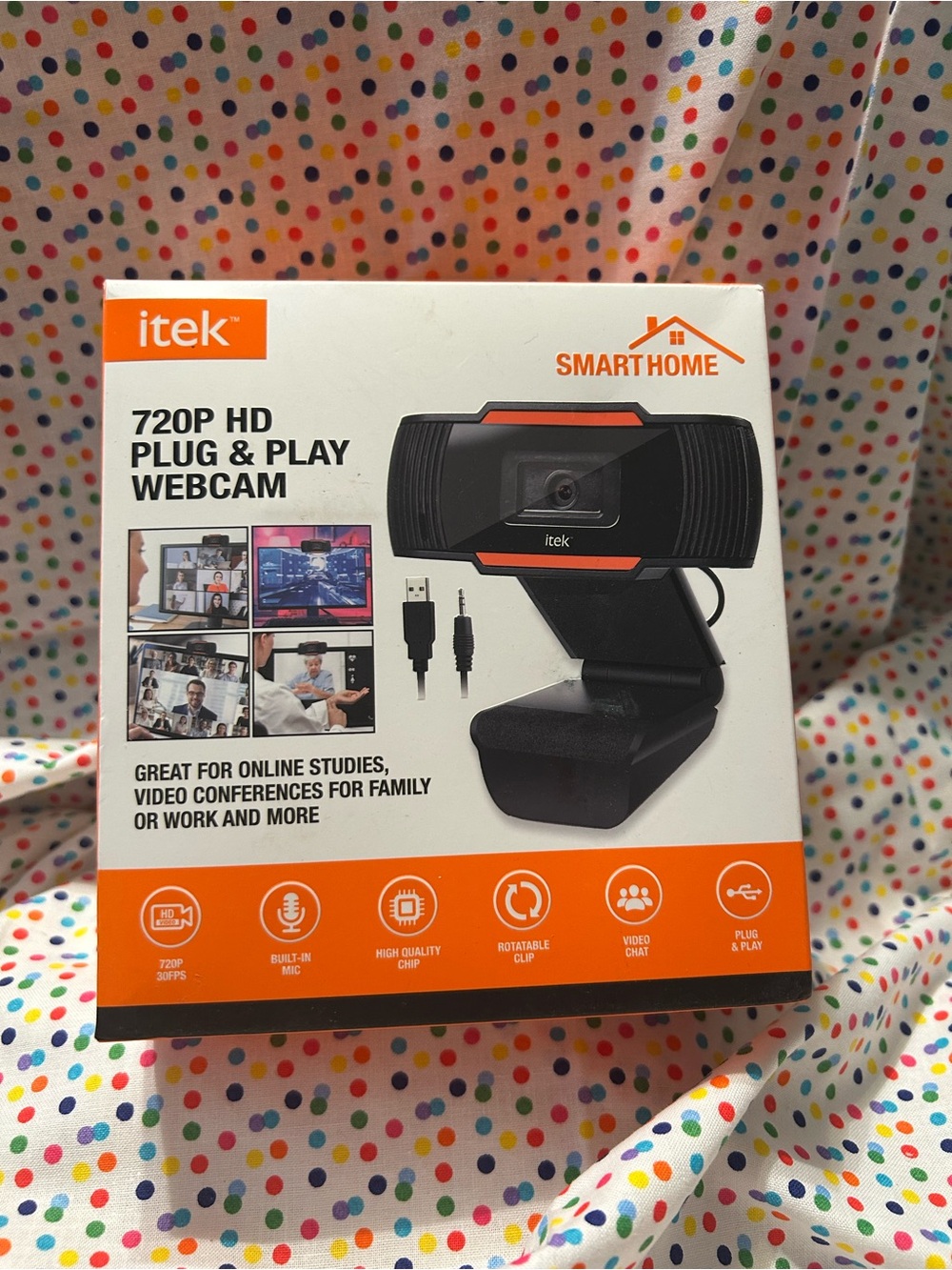 720P HD Plug & Play Webcam - Black and Orange